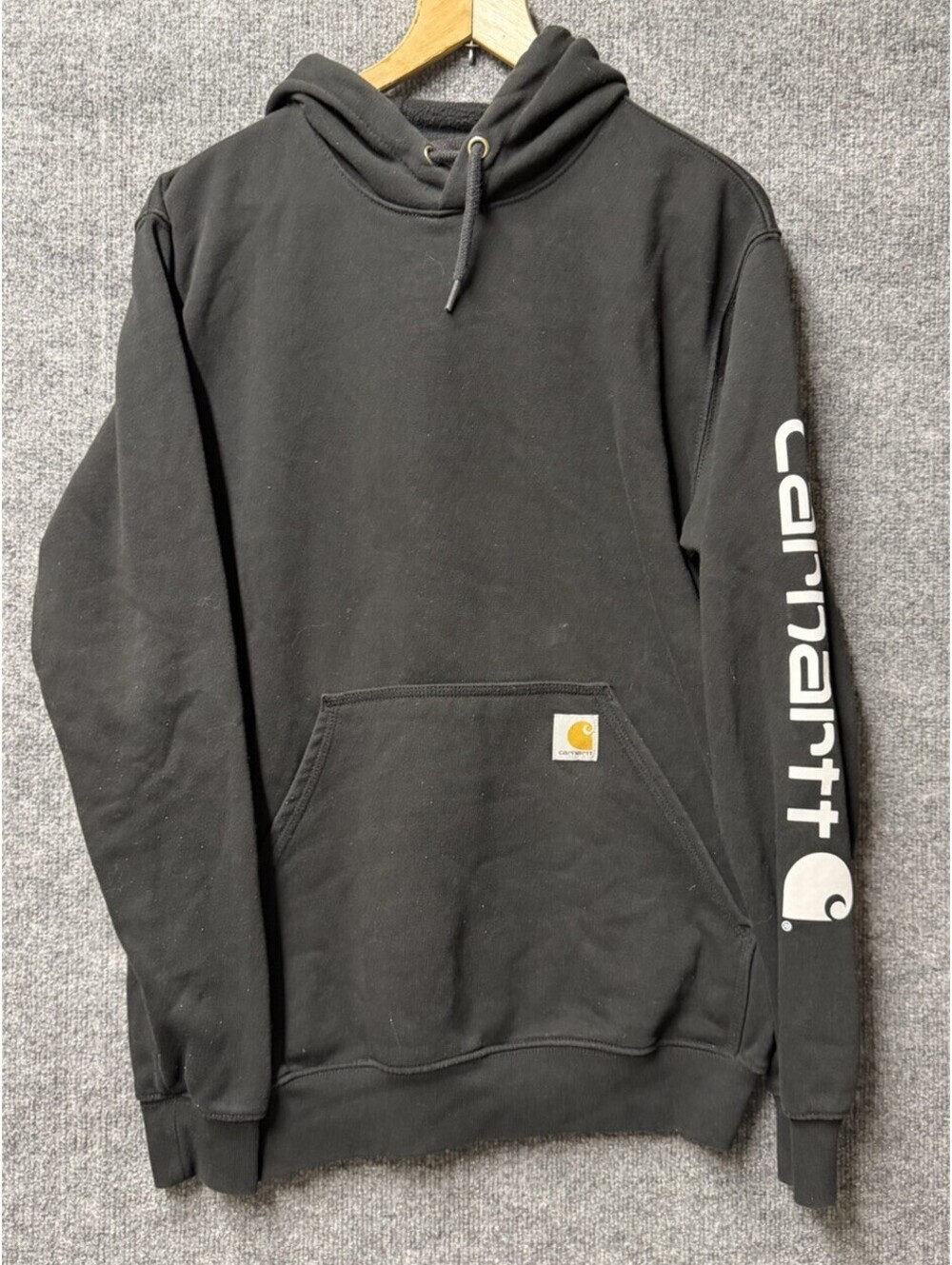 Carhartt Men's Loose Fit Brown Pullover Hoodie w/ Sleeve Logo Pockets Size S